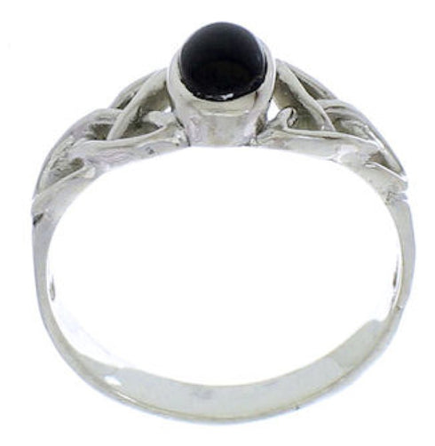 Genuine Sterling Silver And Jet Ring Size 8-1/4 UX32339